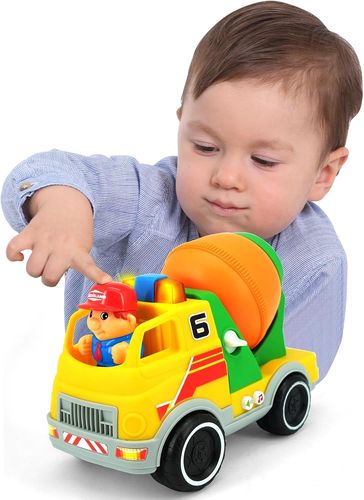 משאית מערבל בטון עם אורות וצלילים - צעצוע רכב בנייה ממונע