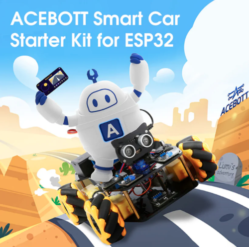 קיט/ערכה לבניית מכונית 4X4 חכמה ACEBOTT ESP32