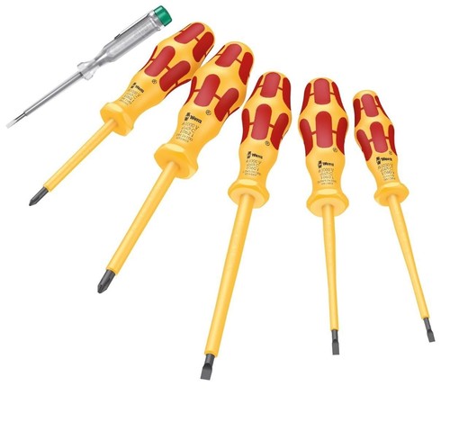 סט מברגים 6 יח מבודד 1000V +טסטר WERA 05323790001 Kraftform Screwdriver וורה