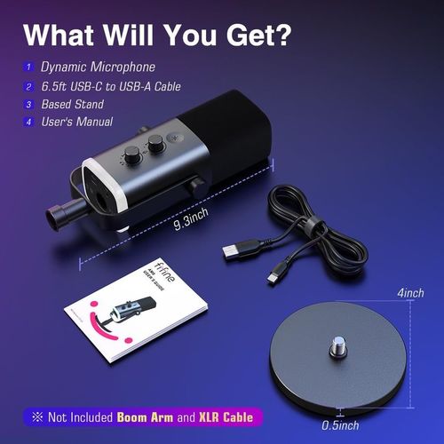 Fifine ifiAmpliGame AM8 - מיקרופון דינמי USB/XLR עם RGB, לחצן השתקה במגע, שליטת I/O ומעקב בזמן אמת לשידור חי