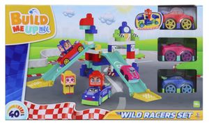 מארז הרכבה לפעוטות - מרוץ מכוניות 40 חלקים לבניה Build me Up עם 3 מכוניות משחק