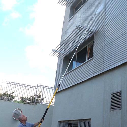 מאריך טלסקופי 7.5 מטר +צנור +אקדח למכונת שטיפה