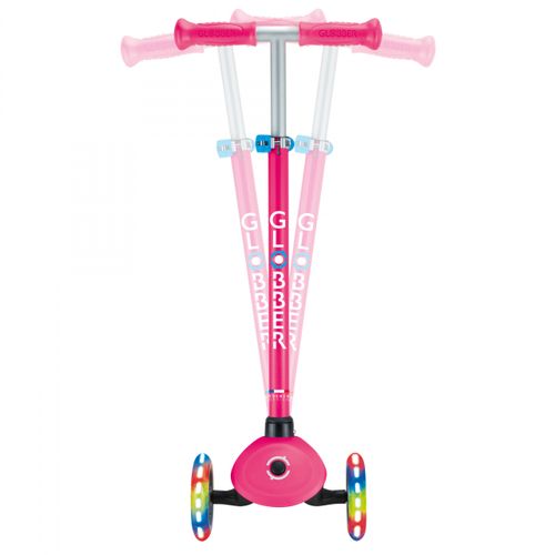 קורקינט לילדים פרימו לייטס Primo Lights אורות בגלגלים, נעילת היגוי וידית בגובה משתנה - ורוד פוקסיה