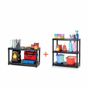 סט כונניות פלסטיק 3+2 מדפים 18"  DELUXE צבע שחור רהם - תוצרת ישראל 