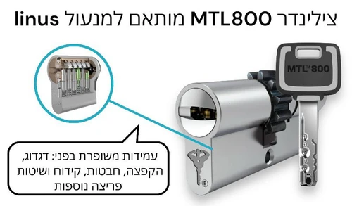 צילינדר מולטילוק MTL800 למנעול חכם linus, שחורֻֻ/כסוף | ערכה מלאה - yale 