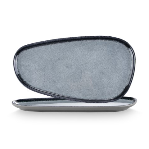 צלחת אליפסה 37*22 ס"מ  מלמין צבע אפור Y.C.028098 / YZ-T14.8