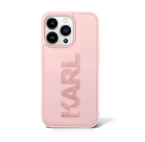 KARL Glitter Logo 3D Print For iPhone 16 Pro Max Pink