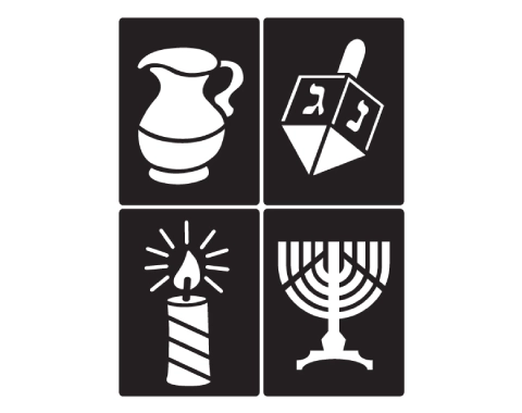 שבלונות סמלי חנוכה - 4 יח