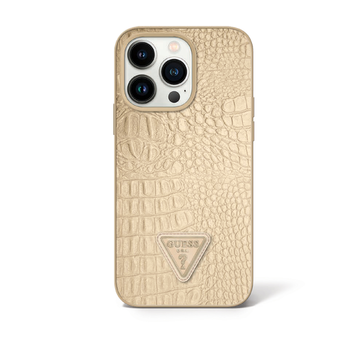 GUESS PU Croco Metal Logo iPhone 16 pro max Gold