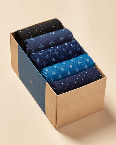 קופסת גרביים גווני כחול  - Multi Sock Gift Box - Blue Multi