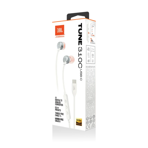 אוזניות IN EAR לבן JBL TUNE 310C - TYPE C