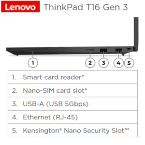 מחשב נייד Lenovo ThinkPad T16 Gen3 16"-U7-32GB-1TB-LTE4G-W11p
