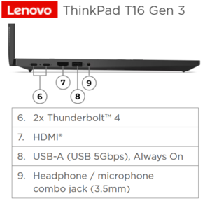 מחשב נייד Lenovo ThinkPad T16 Gen3 16"-U7-32GB-1TB-LTE4G-W11p