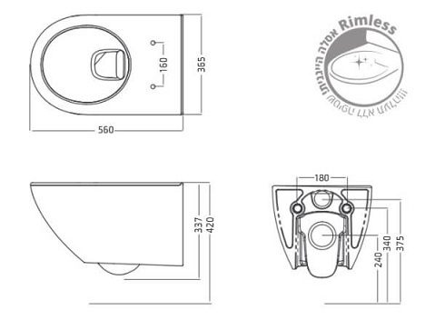 אסלה תלויה רימלס Galis 55 Wall Hung WC גאליס 55