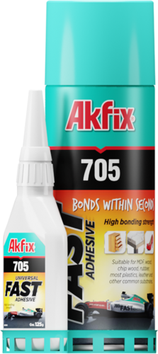 דבק מהיר אוניברסלי + אקטיבטור | סט 50 גר׳ + 200 מ״ל – Akfix 705
