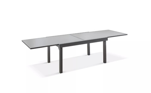 שולחן אלומיניום 135x90 זכוכית נפתח ל-270 ס