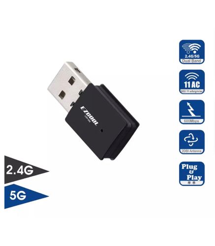מתאם רשת אלחוטית Ezcool UWF-600 Dual Band USB Wifi Adaptor -WIFI 