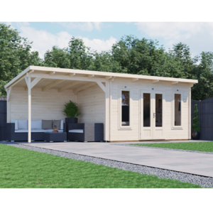מחסן עץ Cabin עם גזיבו 7x3 עובי 45 DunsterHouse