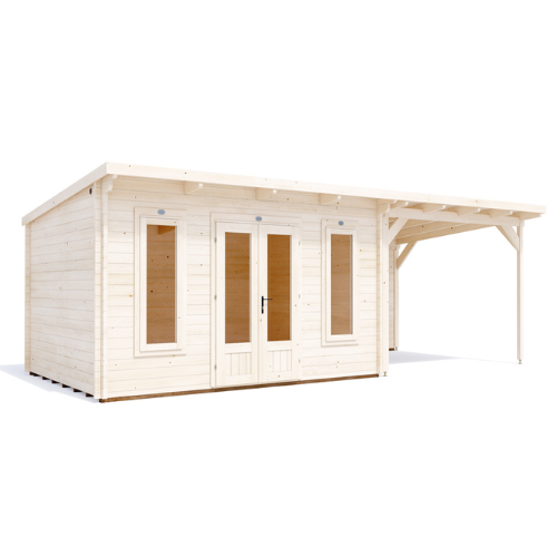 מחסן עץ Cabin עם גזיבו 7x3 עובי 45