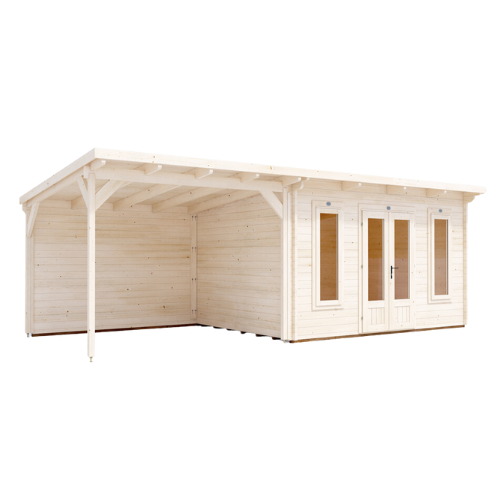 מחסן עץ Cabin עם גזיבו 7x3 עובי 45
