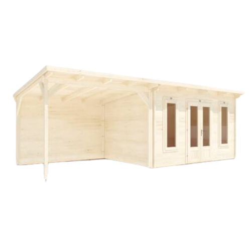 מחסן עץ Cabin עם גזיבו 7x3 עובי 45