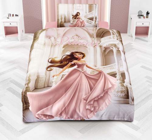 סט מצעים לילדות Princess pink
