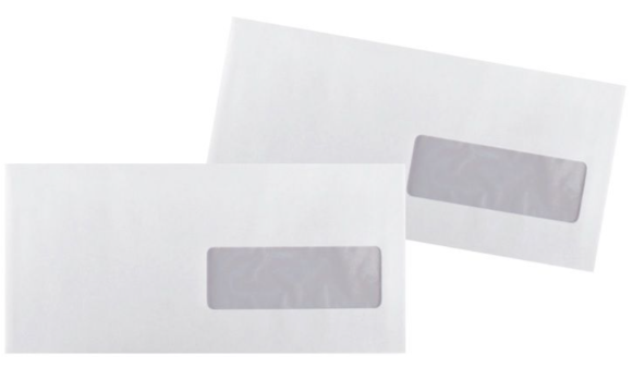 קרטון 500 מעטפות משרדיות לבנות עם חלון 11/23 ס"מ
