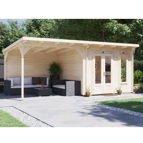 מחסן עץ Cabin עם גזיבו 6x3 עובי 45
