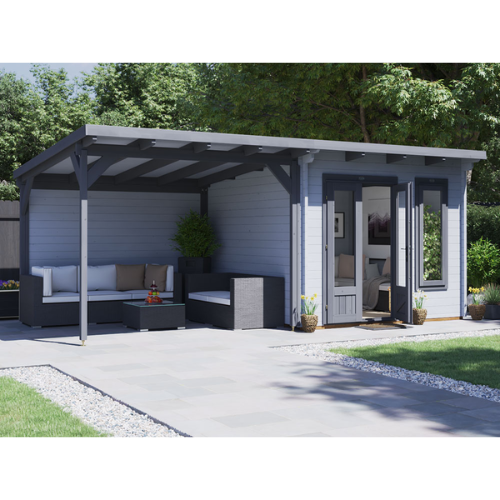 מחסן עץ Cabin עם גזיבו 6x3 עובי 45