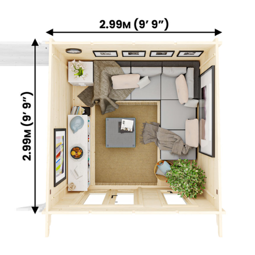 מחסן עץ Cabin עם גזיבו 6x3 עובי 45