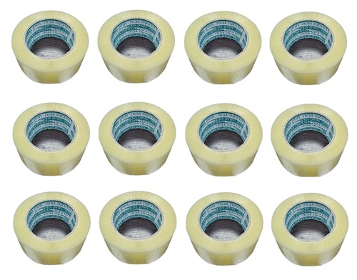 מארז מסחרי של 12 סרטי הדבקה שקופים חזקים ברוחב 5 ס