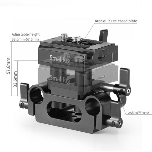SmallRig DBC2272B Universal Baseplate with 15mm LWS Rod Support