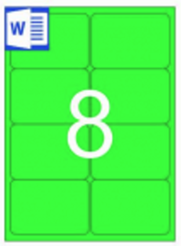  מדבקות A4 זוהרות למדפסות לייזר צבעיים שונים 991/67.7 8 מדבקות בדף 25 דפים