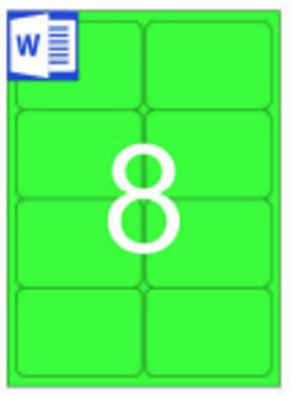 מדבקות A4 זוהרות למדפסות לייזר צבעיים שונים 991/67.7 8 מדבקות בדף 25 דפים