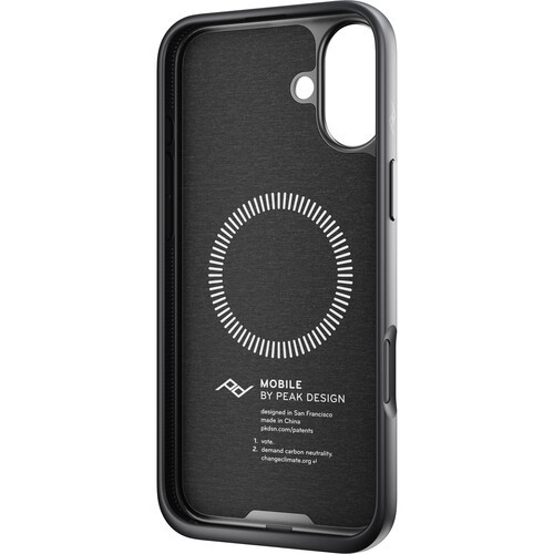Peak Design Mobile Everyday Fabric קייס עבור iPhone 16 Plus (אפור Charcoal)