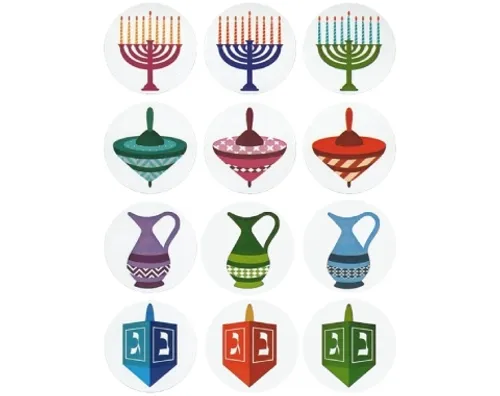 מדבקות סמלי חנוכה קוטר 38 מ