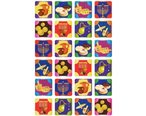 מדבקות סמלי חנוכה מרובעות - דגם 967