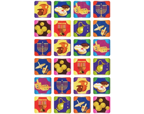 מדבקות סמלי חנוכה מרובעות - דגם 967