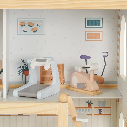 בית בובות תלת קומתי עם 23 פריטי איבזור - וילה אורבנית