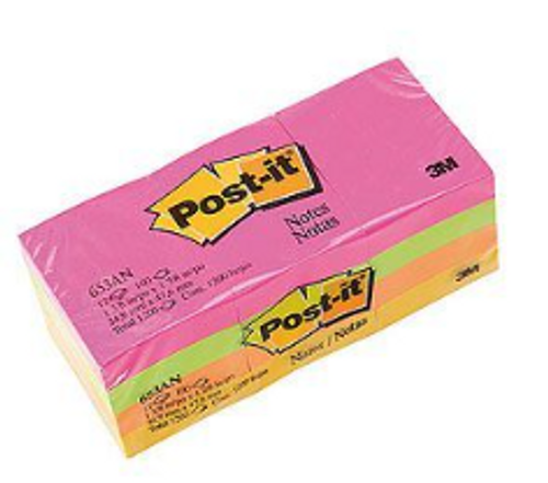  מזכריות צבעוניות דביקות 653 Post It מידה 38/51 מ