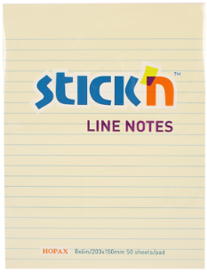 פתקיות ממו דביקות 203/150 מ"מ A5 עם שורות stick