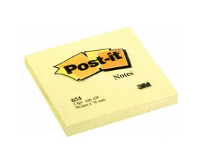 מזכריות צהובות עם דבק מידה 7.6/7.6 מ"מ 654 Post it