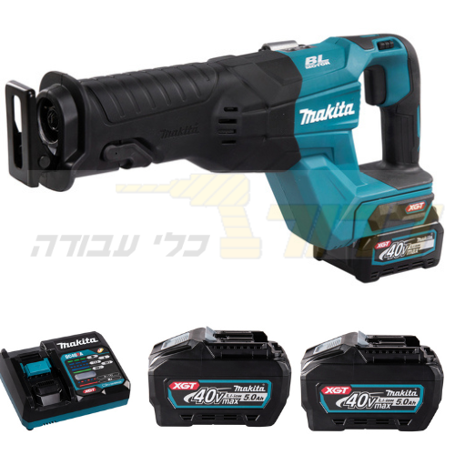 גוף מסור חרב נטען בראשלס + 2 סוללות-5ah 40V ומטען, מקיטה MAKITA JR001GZ BL 40V 