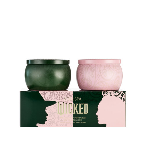 זוג נרות פח 'Pink Goes Good with Green 'WICKED
