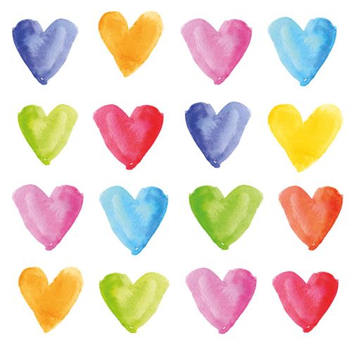 חבילת מפיות קטנות לבבות Aquarell Hearts Napkin