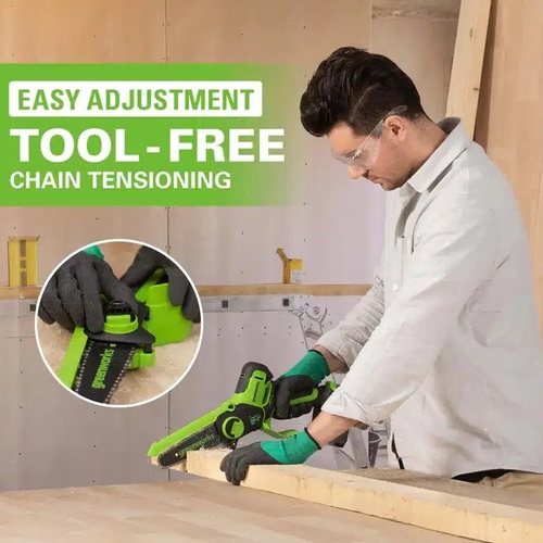 מסור שרשרת מיני GREENWORKS 24V Brushless דגם 99543-1 עם להב 10 ס