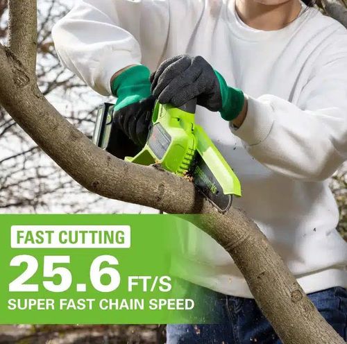 מסור שרשרת מיני GREENWORKS 24V Brushless דגם 99543-1 עם להב 10 ס