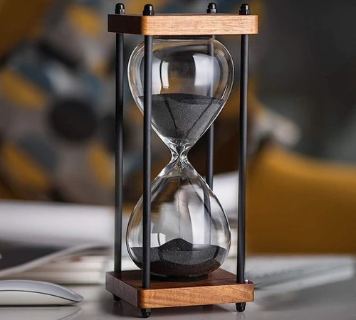 שעון חול זכוכית בסיס עץ 30 דקות