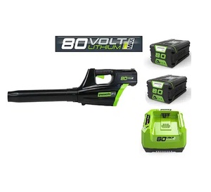 מפוח עלים נטען + שתי סוללות 2 אמפר + מטען GREENWORKS 80V 99552-2