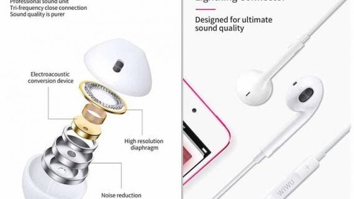 אוזניות WIWU Lightning EarBuds 302 עם חיבור Lightning -Bluetooth